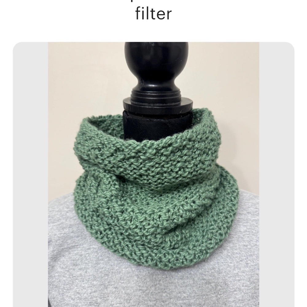 New Unisex Hand Knit Eco Organic Cozy Green Neck Warmer Snood OS